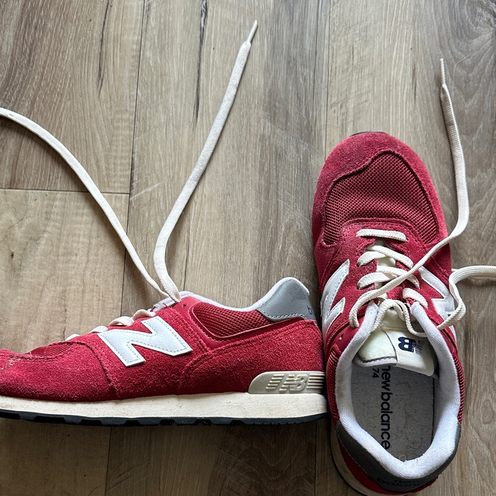 New Balance Red and White Sneakers